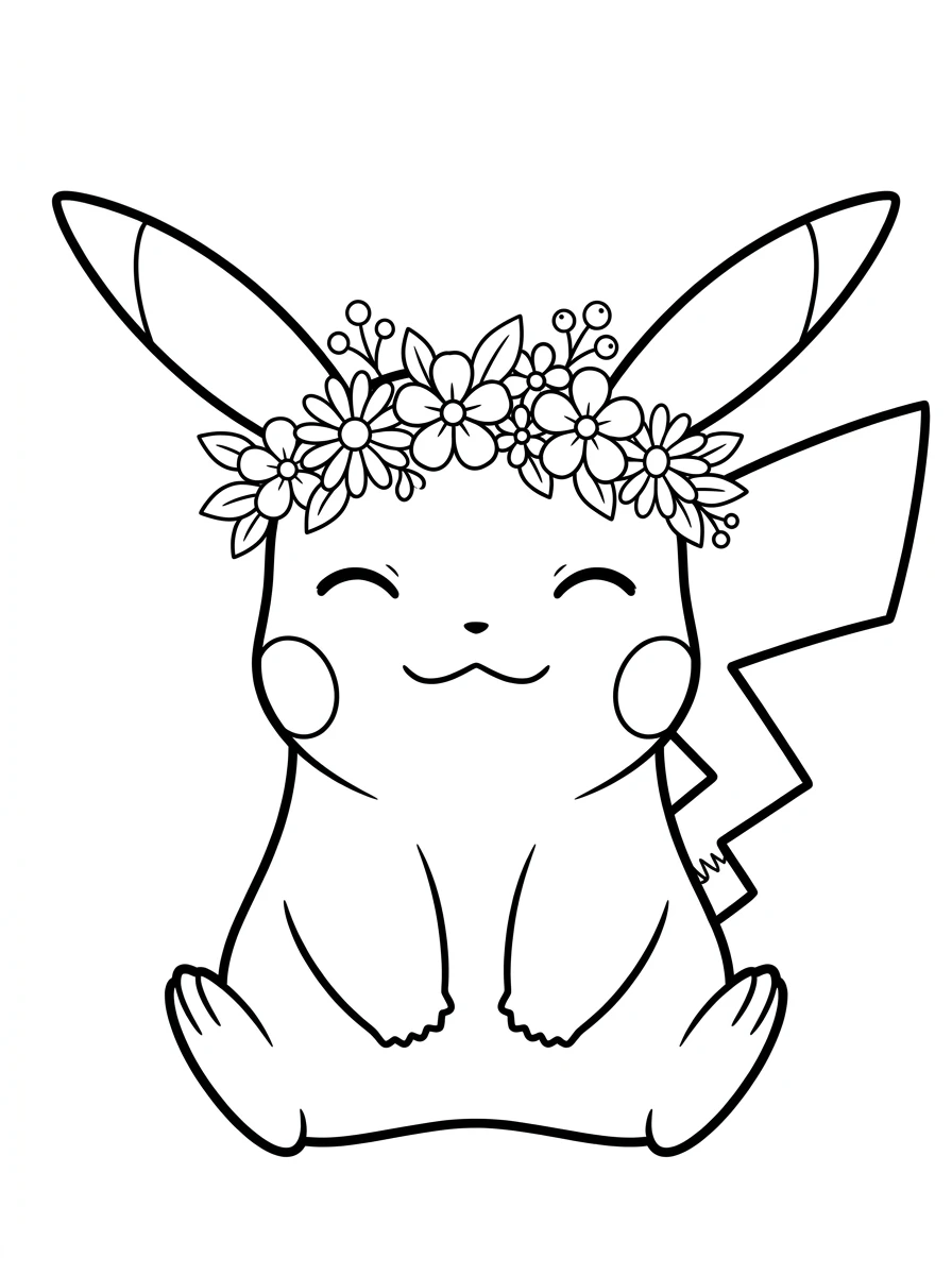 Pikachu con corona di fiori