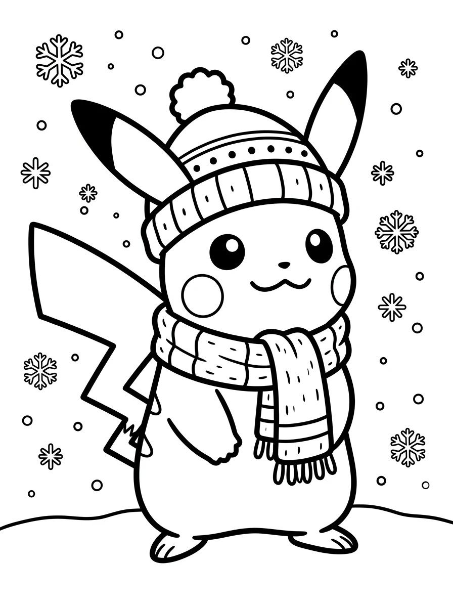 Pikachu con sciarpa e cappello