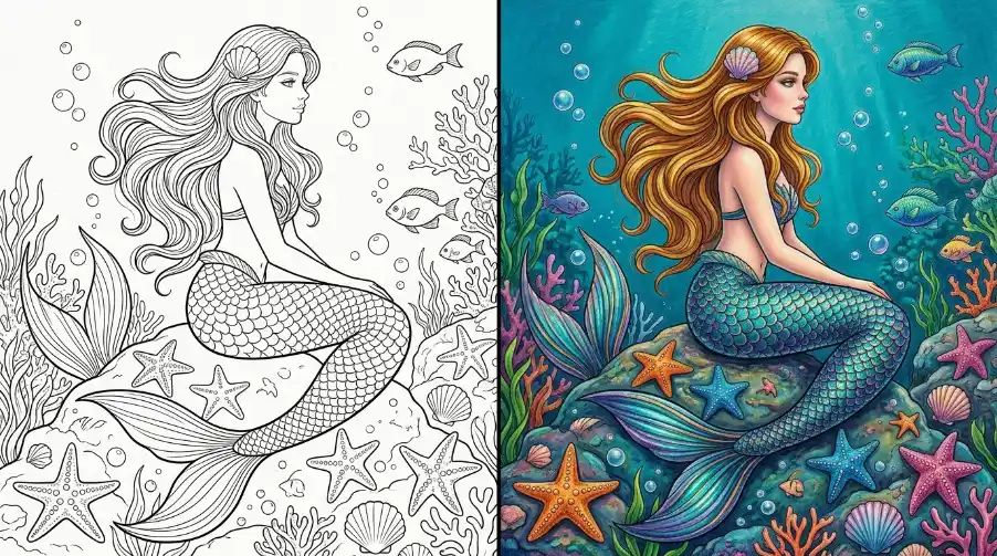 Sirena Da Colorare Disegno da colorare