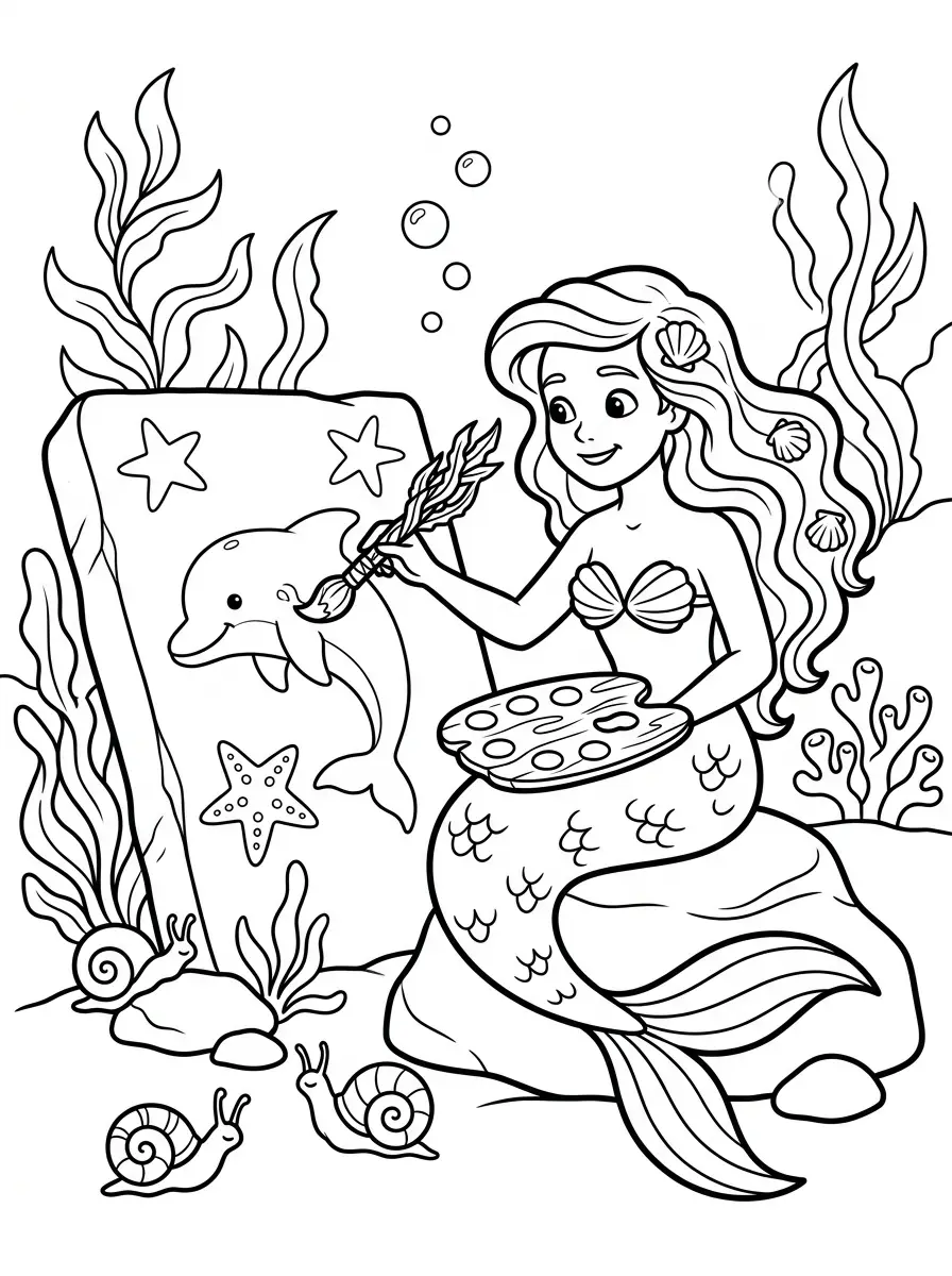 Sirena artista che dipinge