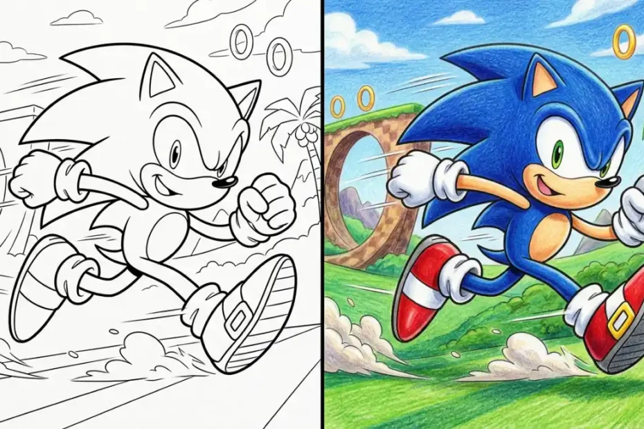 Sonic da Colorare Disegno da colorare