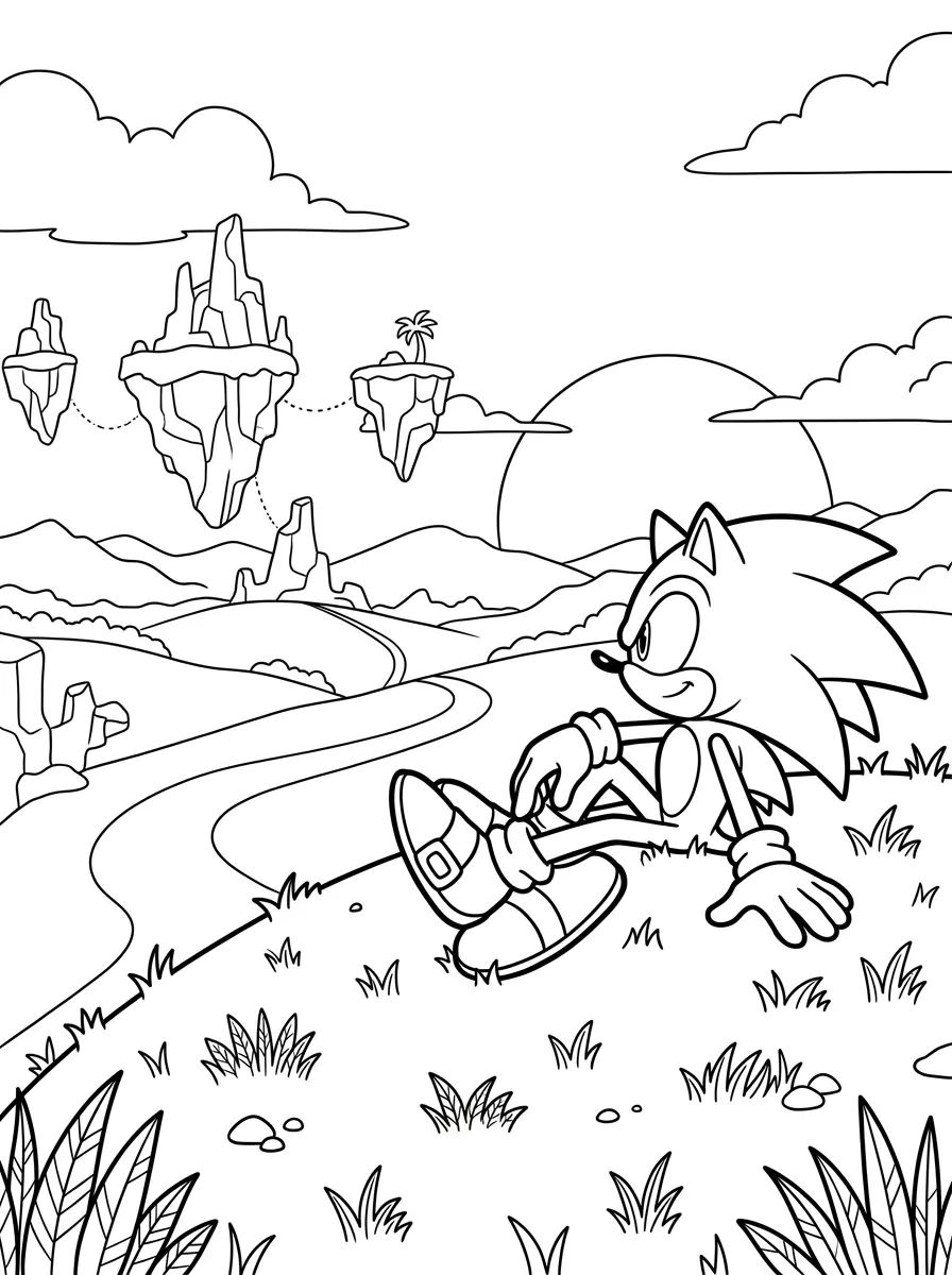 Sonic da Colorare sulla collina